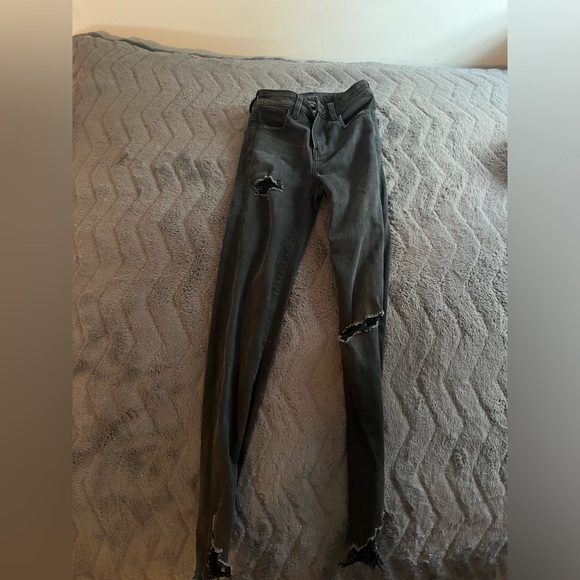 American Eagle Stretch Skinny Jeans Ripped Black size 00 Regular - Picture 1 of 6